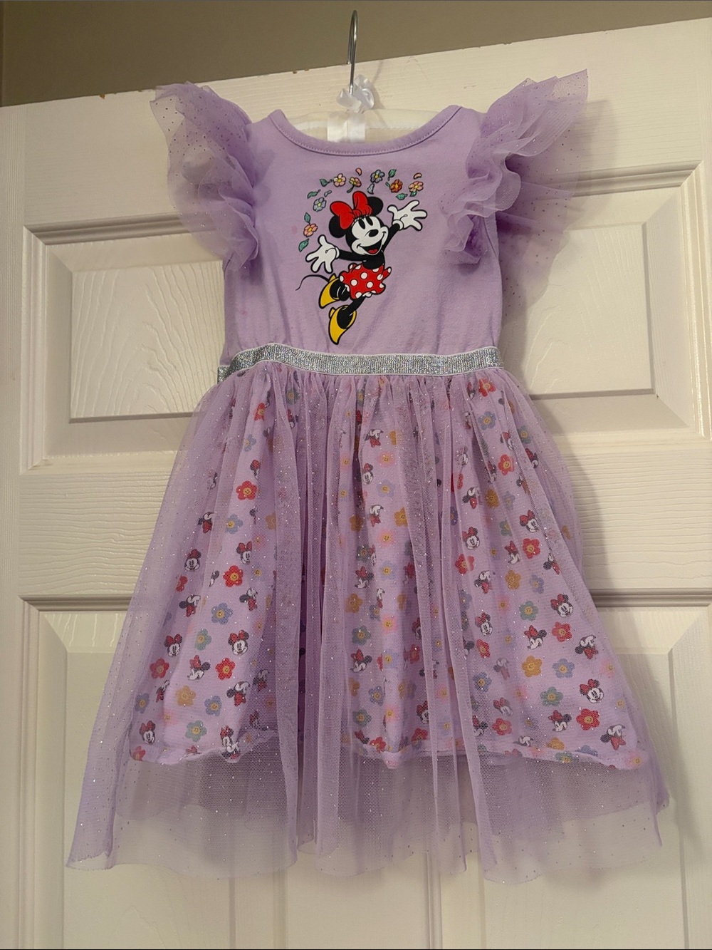 Disney Lavender Minnie Mouse Tulle Dress with Red & Yellow Accents